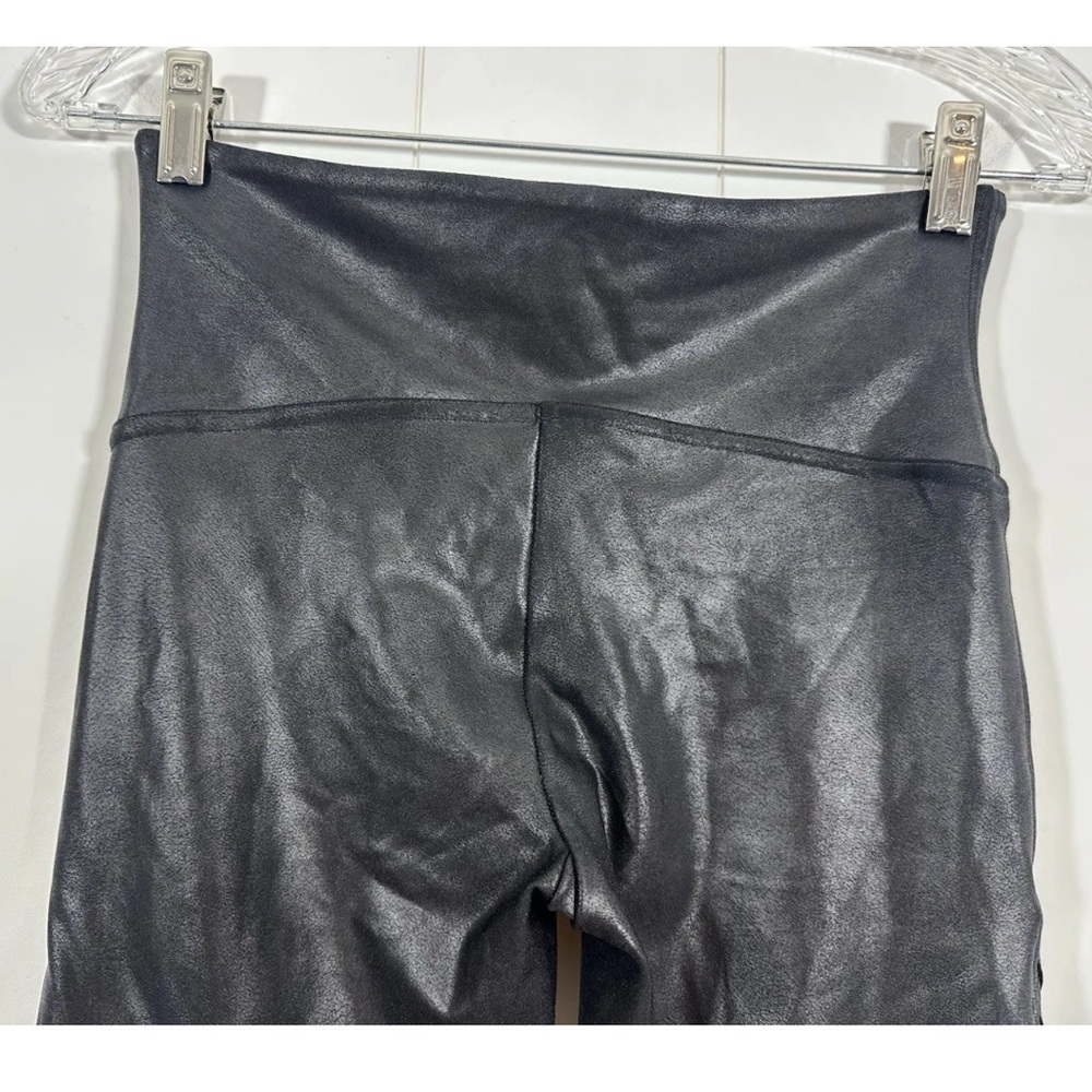Spanx Leggings Womens Sz M Faux Leather Moto Black Pants Slimming Stretch Skinny - Picture 6 of 12